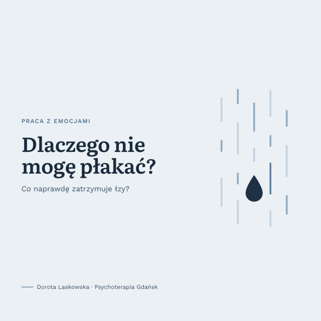 Dlaczego nie mogę płakać – padający deszcz i jedna ciemna kropla w kształcie łzy